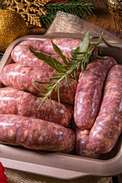 Raw homemade sausages — Stock Photo, Image