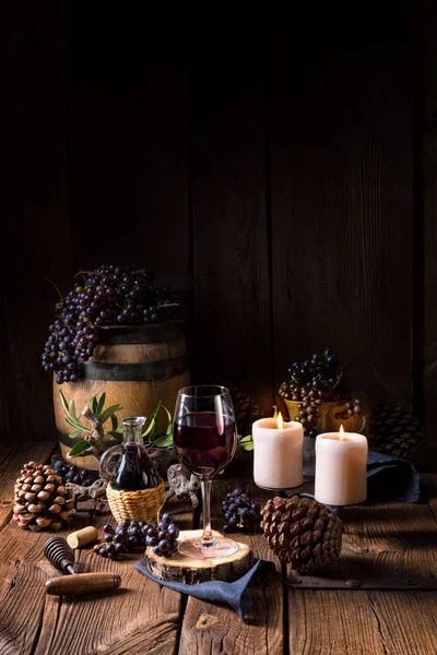 Üveg vörös bort hordó — Stock Fotó