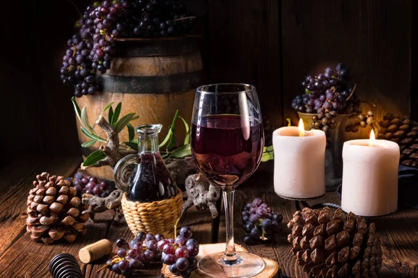 Glass of red wine from barrel — Stock Photo, Image