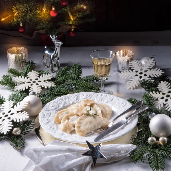 Delicioso Pierogi Tradicional Tradicional Deleite Natal — Fotografia de Stock