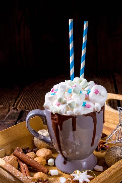 杯热巧克力和甜软糖 — 图库照片