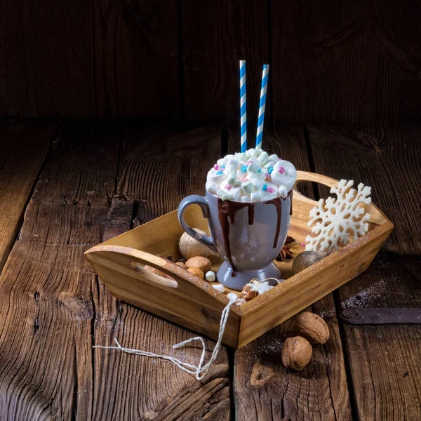 Cup Hot Chocolate Sweet Marshmallows — Stock Photo, Image