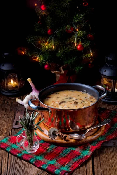 Sopa Nogal Cep Navidad Salsa — Foto de Stock