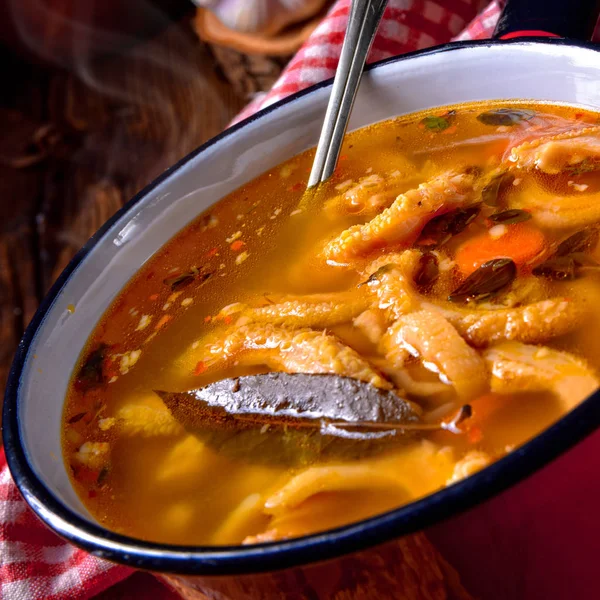 Tasty Polish Flaczki, delicious Tripe soup (traditional Polish meat stew) — Stock Image Tasty Polish Flaczki Delicious Tripe Soup Traditional Polish Meat Stew Stock Photo