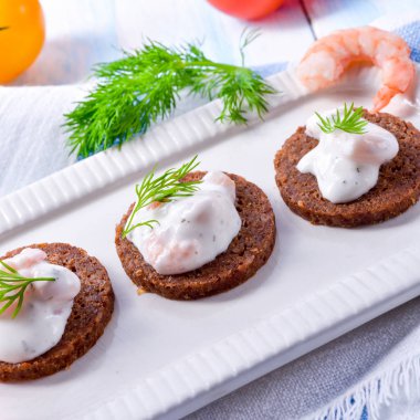 rustik Yengeç Salata bruschettas, lezzetli meze