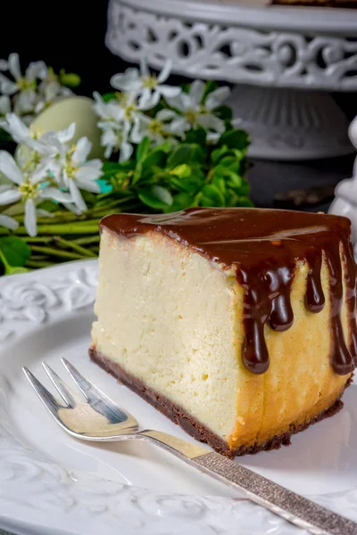 Tasty Spring Cheese Cake Pistachios — Stock Photo, Image
