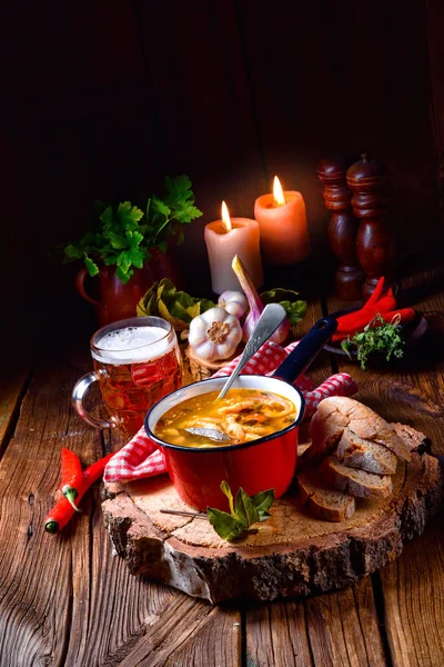 Tasty Polish Flaczki Delicious Tripe Soup Traditional Polish Meat Stew — Stock Photo, Image