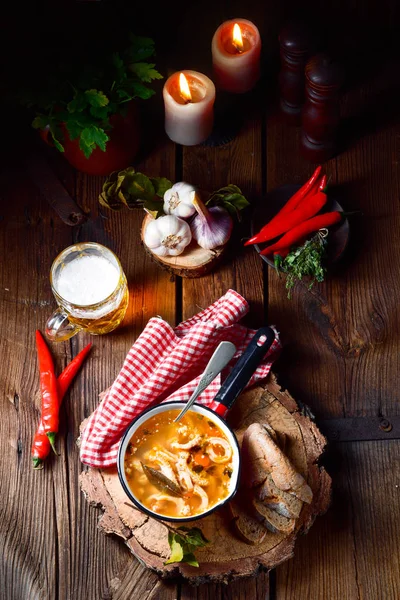 Tasty Polish Flaczki, delicious Tripe soup (traditional Polish meat stew) — Stock Image Tasty Polish Flaczki Delicious Tripe Soup Traditional Polish Meat Stew Stock Picture