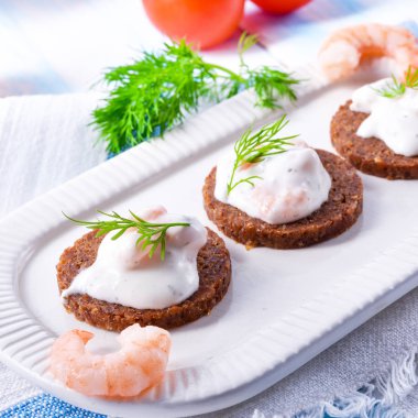 rustik Yengeç Salata bruschettas, lezzetli meze