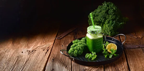 Φρέσκο Λάχανο Πράσινο Smoothie Υγιεινή Διατροφή — Φωτογραφία Αρχείου