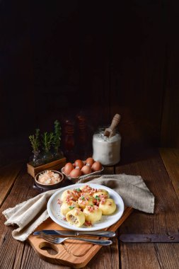 lezzetli ev yapımı Pyzy, geleneksel Lehçe hamur tatlısı 