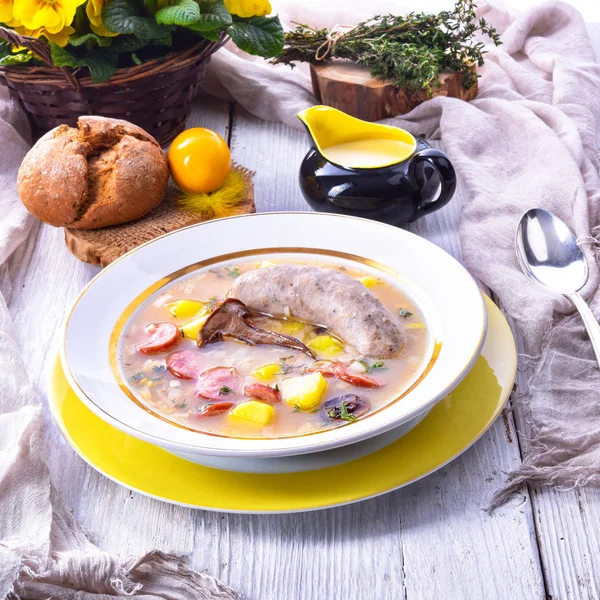 Deliciosa Sopa Pascua Polaca Con Carne —  Fotos de Stock