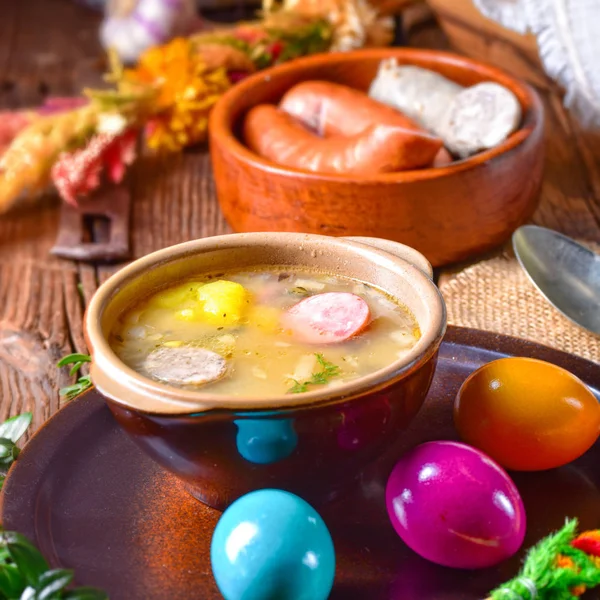Easter Festive Decoration Polish Easter Soup — Stock Photo, Image
