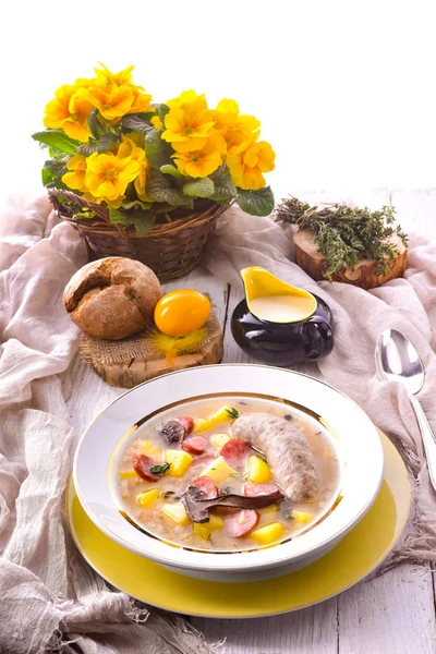 Easter Festive Decoration Polish Easter Soup — Stock Photo, Image