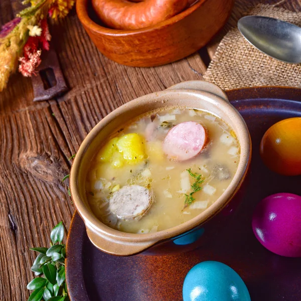 Easter Decoration Polish Easter Soup — Stock Photo, Image