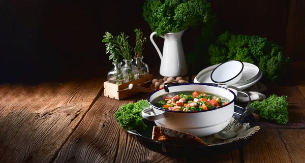 Sabrosa Sopa Col Rizada Cena Saludable — Foto de Stock