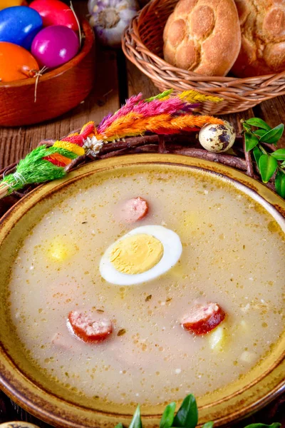 Кислий Житній Суп Традиційна Пасхальна Вечеря — стокове фото
