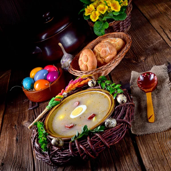 Sup Gandum Asam Makan Malam Paskah Tradisional — Stok Foto