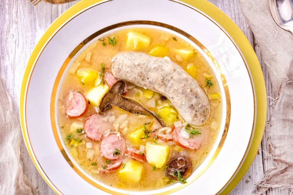 Polish Easter soup with sausage, traditional dinner