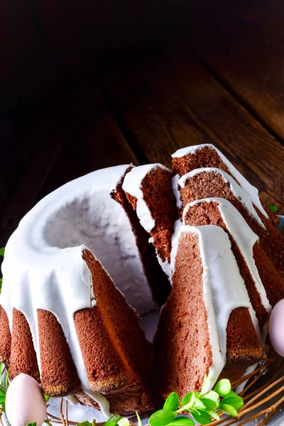 Вкусный Шоколадный Торт Глазурью — стоковое фото