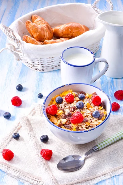 Healthy Breakfast Muesli Fresh Berries — Stock Photo, Image