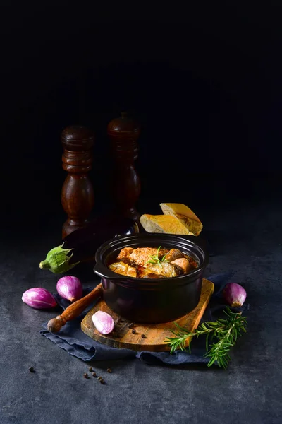 Cazuela Berenjena Berenjenas Horno Con Carne — Foto de Stock