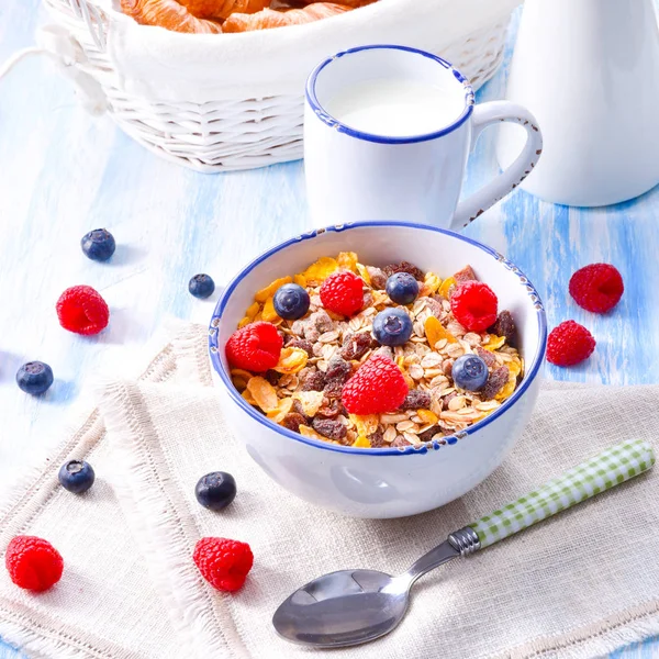 Healthy Breakfast Muesli Fresh Berries — Stock Photo, Image