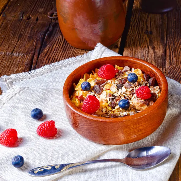 Healthy Breakfast Muesli Fresh Berries — Stock Photo, Image