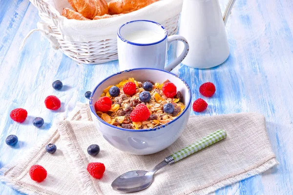 Healthy Breakfast Muesli Fresh Berries — Stock Photo, Image