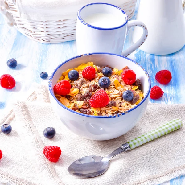 Healthy Breakfast Muesli Fresh Berries — Stock Photo, Image