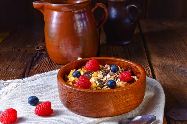 Healthy Breakfast Muesli Fresh Berries — Stock Photo, Image