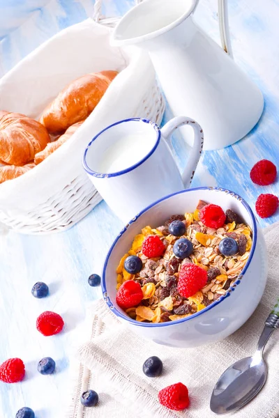 Healthy Breakfast Muesli Fresh Berries — Stock Photo, Image