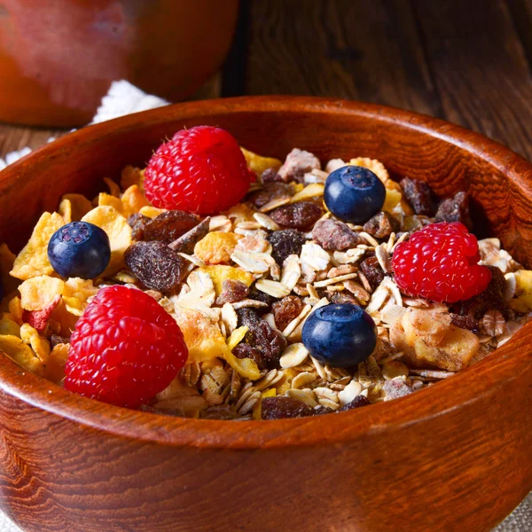 Healthy Breakfast Muesli Fresh Berries — Stock Photo, Image