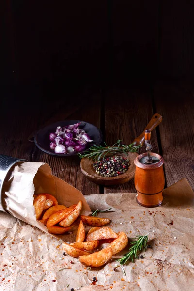Rosemary Potato Wedges Oven — Stock Photo, Image