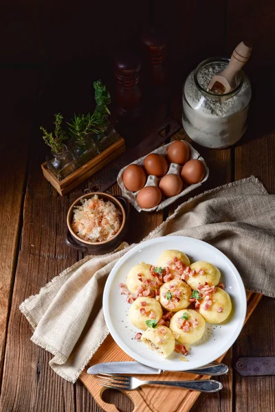 Delicioso Casero Pyzy Dumpling Tradicional Polaco —  Fotos de Stock