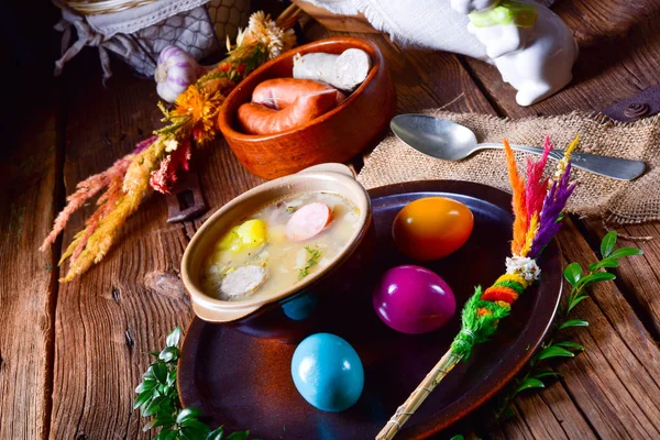 Easter Decoration Polish Easter Soup — Stock Photo, Image