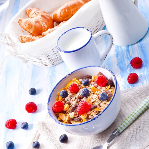 Muesli Breakfast Menu Fresh Fruits — Stock Photo, Image