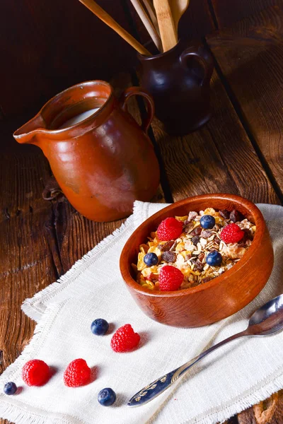 Healthy Muesli Breakfast Fresh Berries — Stock Photo, Image