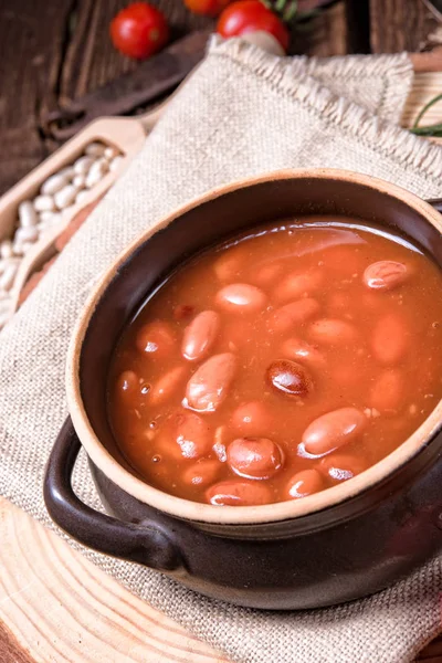 Heerlijke Gebakken Bonen Tomatensaus — Stockfoto