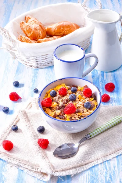 Muesli Breakfast Menu Fresh Fruits — Stock Photo, Image