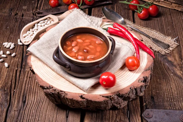 Lahodné Pečené Fazole Tomatové Omáčce — Stock fotografie