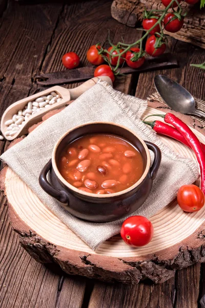 Deliciosos Frijoles Horneados Salsa Tomate —  Fotos de Stock