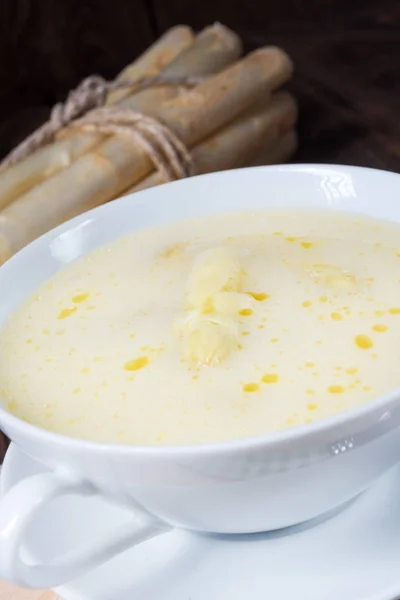 Soupe Crème Asperges Blanches Rustiques Beurre — Photo