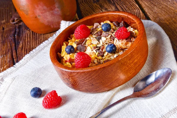 Delicious Muesli Breakfast Fresh Berries — Stock Photo, Image