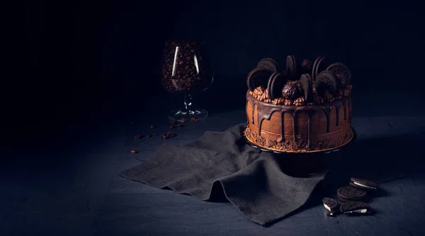 Vynikající Čokoládový Koláč Sušenkami — Stock fotografie