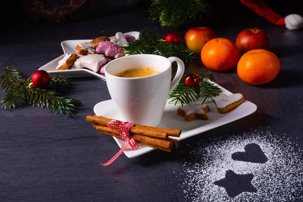 Hot Chocolate Colorful Christmas Biscuits — Stock Photo, Image