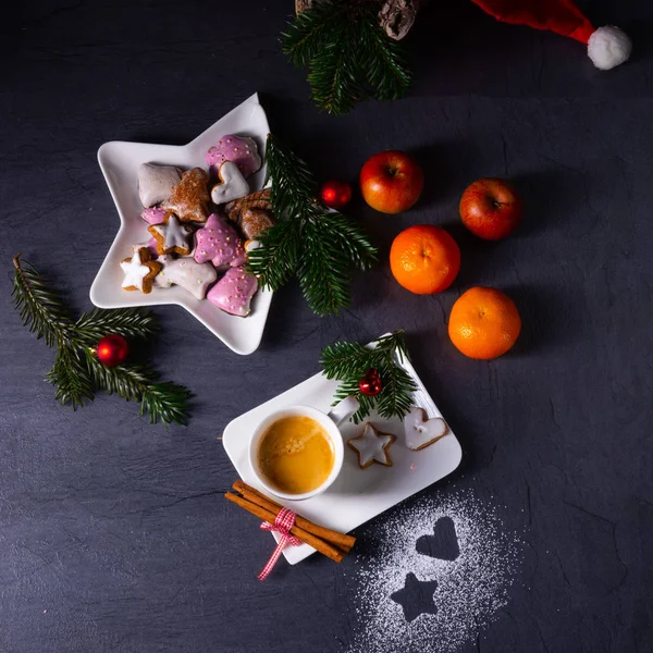 Chocolat Chaud Avec Biscuits Noël Colorés — Photo