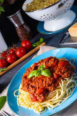 Makarnalı gerçek Bolonez sosu.