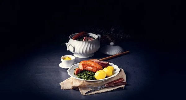 Oldenburg kale with pinkel sausage and kassler — Stock Photo, Image