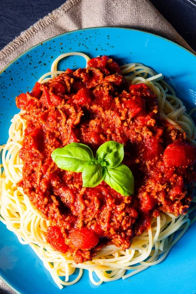 Makarnalı gerçek Bolonez sosu. — Stok fotoğraf